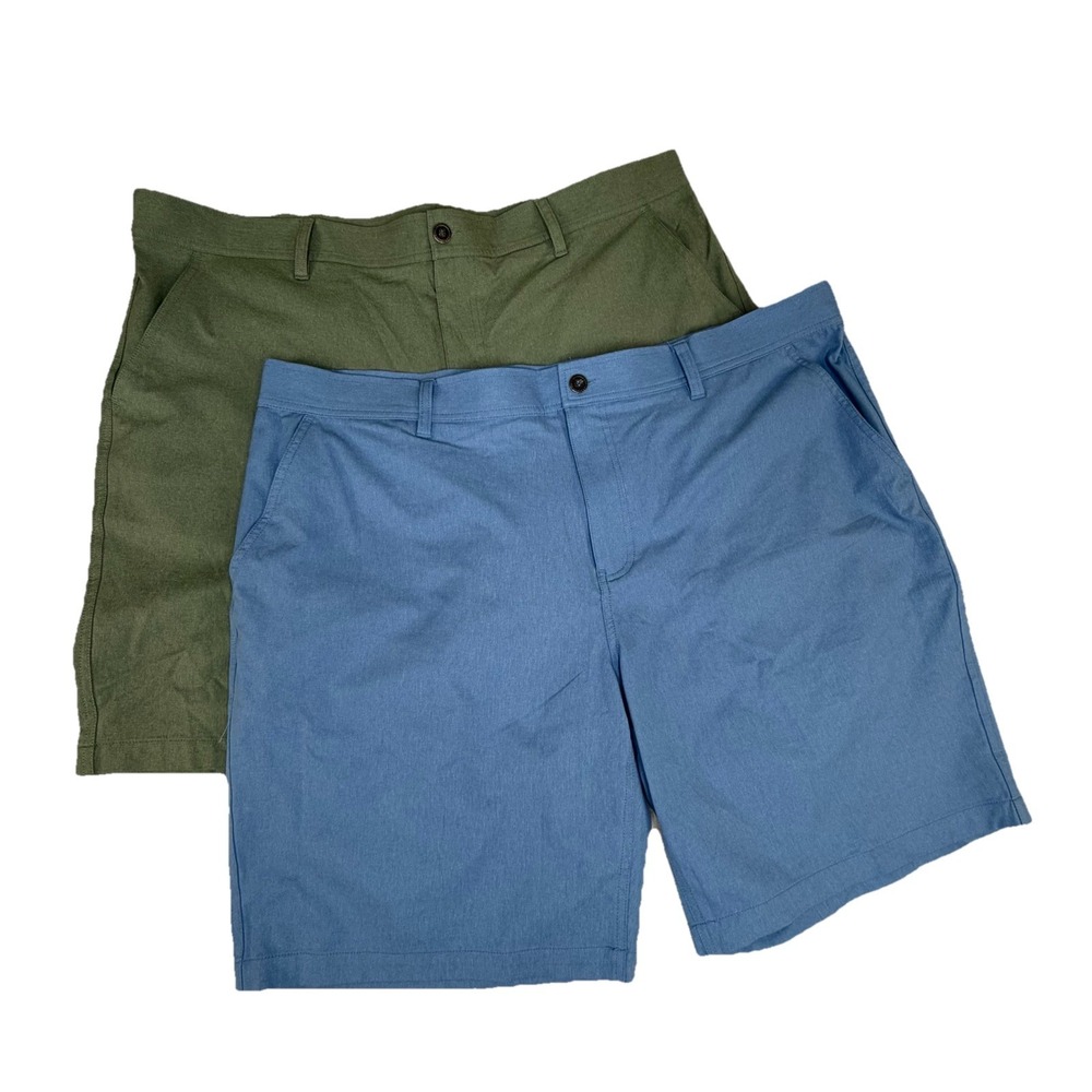 2 pairs 32 Degrees Cool Men's Performance‎ Shorts 42 Blue Green Golf lot